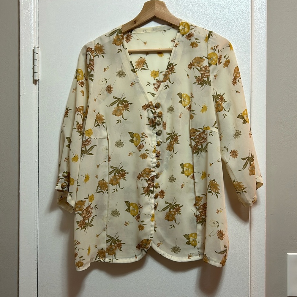 Handmade vintage cottagecore floral blouse
